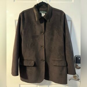 Harve Bernard Chocolate Brown Women's Button Up BlazerJacket Soft Lightweight